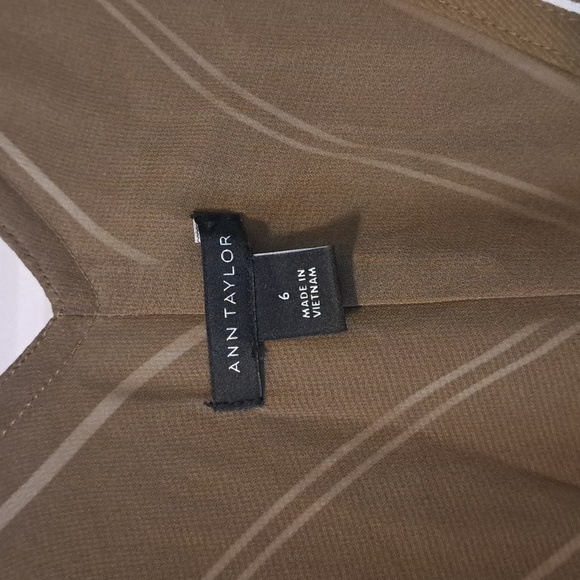 Ann Taylor Khaki Green Stripped Wrap Dress - Picture 4 of 9